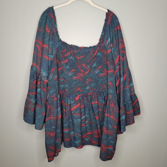 Terra & Sky Colorful Top Women's Size 4x 28W-30W Boho‎ Flowy Dark Green Artsy - Picture 4 of 9